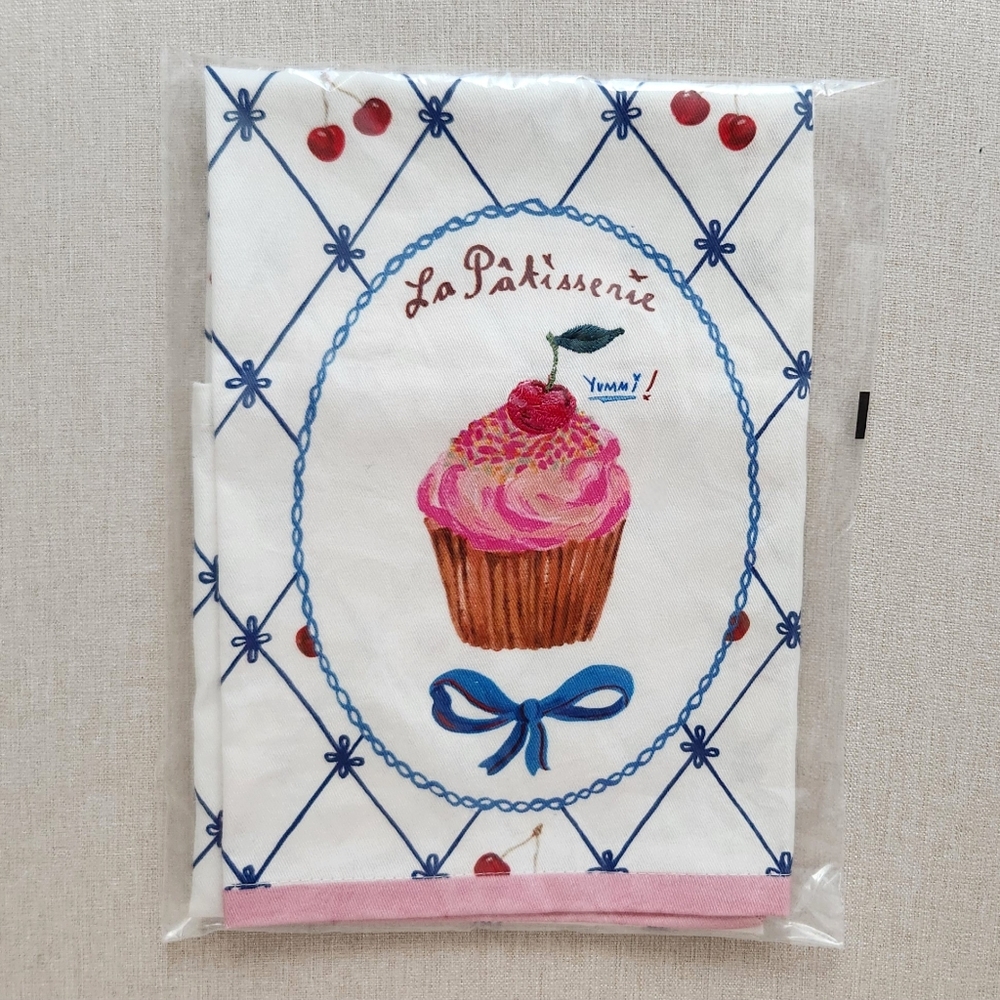 Anthropologie Nathalie Lete Pink Cupcake La Patisserie Dish Towel - New with Tag
